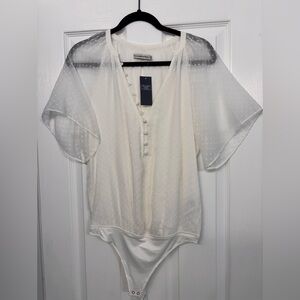 Abercrombie & Fitch White Textured Bodysuit NWT